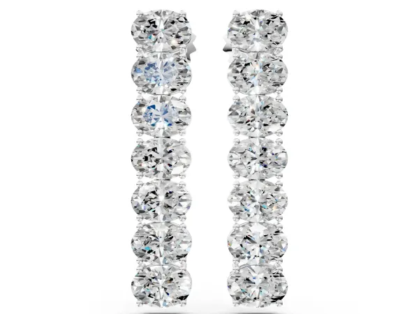 Oval Diamond Huggie Hoop Earrings Platinum