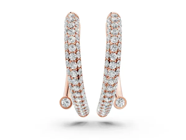 Round Diamond Vega Bypass Hoop Earrings Rose gold