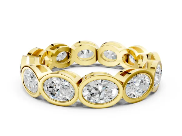 Oval Diamond Bezel Set Eternity Wedding Band Yellow gold