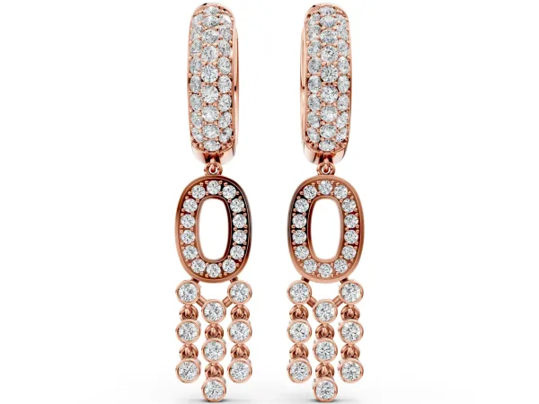 Round Diamond Initial O Huggie Hoop Earrings Rose gold