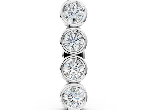 Round Diamond Row Flatback Earring Silver