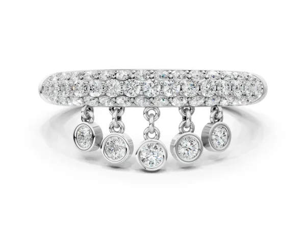 Round Diamond Dangle Promise Ring with Round Diamond Pavé Platinum