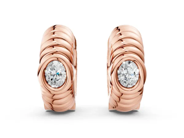 Oval Diamond Vera Hoop Earrings Rose gold