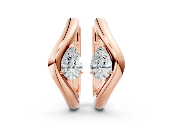 Pear Diamond Silhouette Hoop Earrings Rose gold