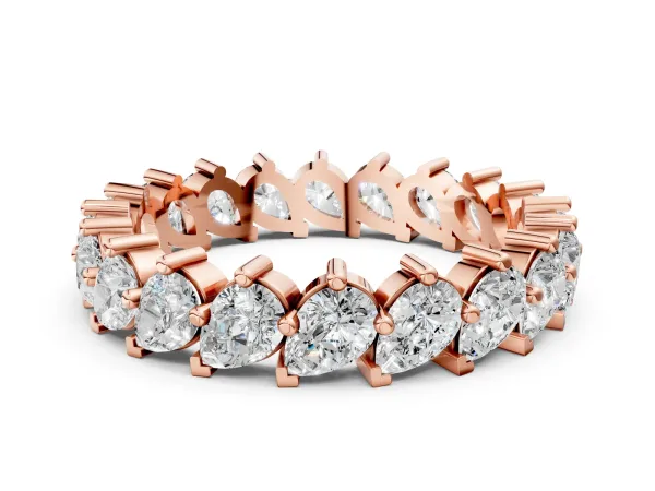 Pear Diamond Full Eternity Band with Shared Prong Setting Rose gold
