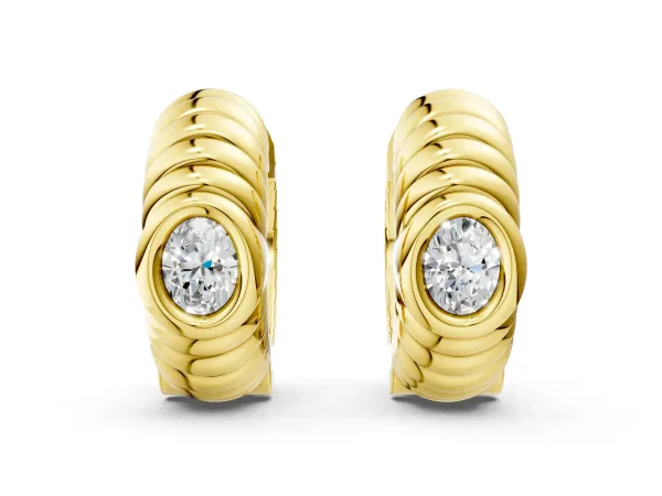 Oval Diamond Vera Hoop Earrings Yellow gold