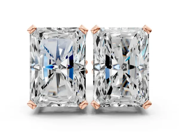 Radiant Cut Diamond Stud Earrings Rose gold