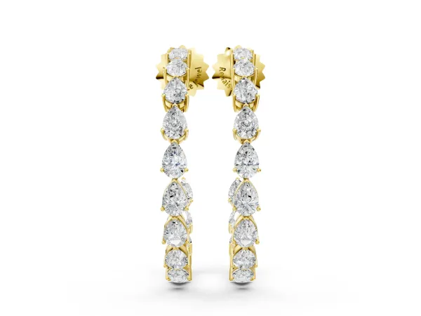Pear Diamond Open Hoop Earrings Yellow gold