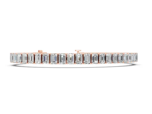 Emerald Cut Diamond Tennis Bracelet with Four-Prong Setting Rose gold