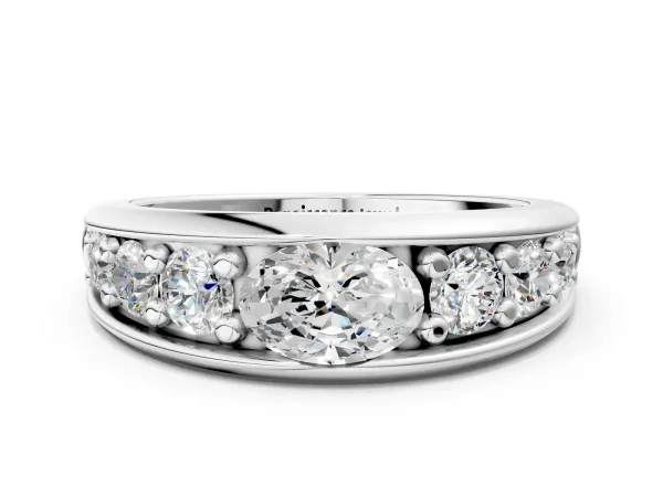 Oval Diamond Mens Ring with Round Diamond Accents Platinum