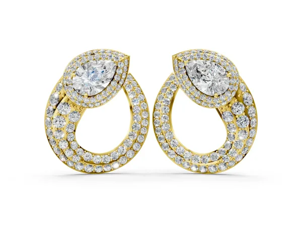 Pear Diamond Open Teardrop Stud Earrings Yellow gold