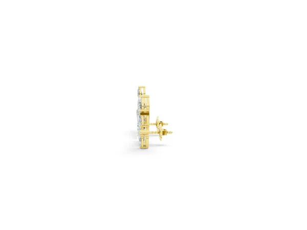Pear Diamond Curved Cluster Climber Earrings Yellow gold