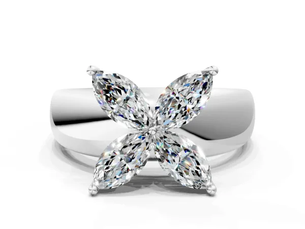 Marquise Diamond Floral Promise Ring White gold