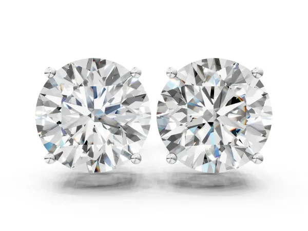Round Cut Diamond Stud Earrings White gold