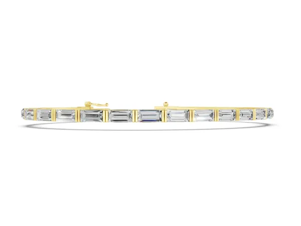 Baguette Cut Diamond Bar Set Tennis Bracelet Yellow gold